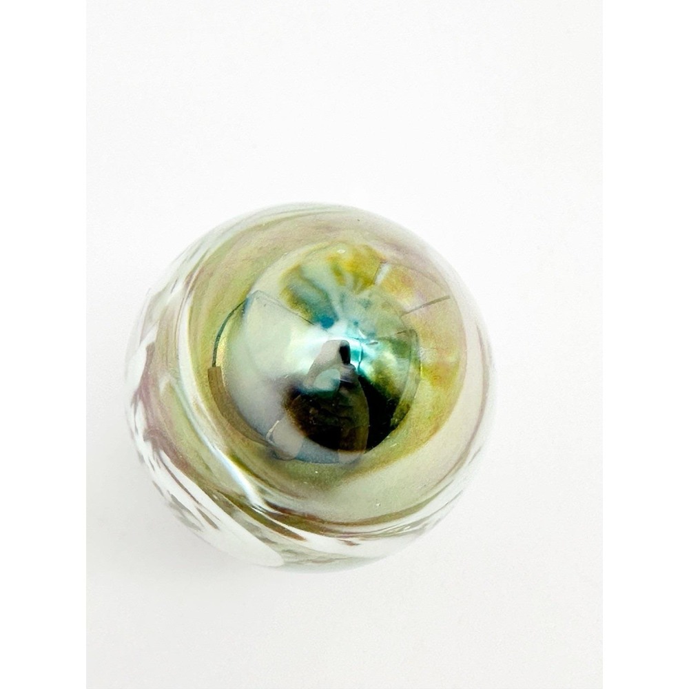 Vtg 1987 Mount St. Helens Ash Glass Egg Paperweight Signed MSH Purple Flower - Picture 5 of 8